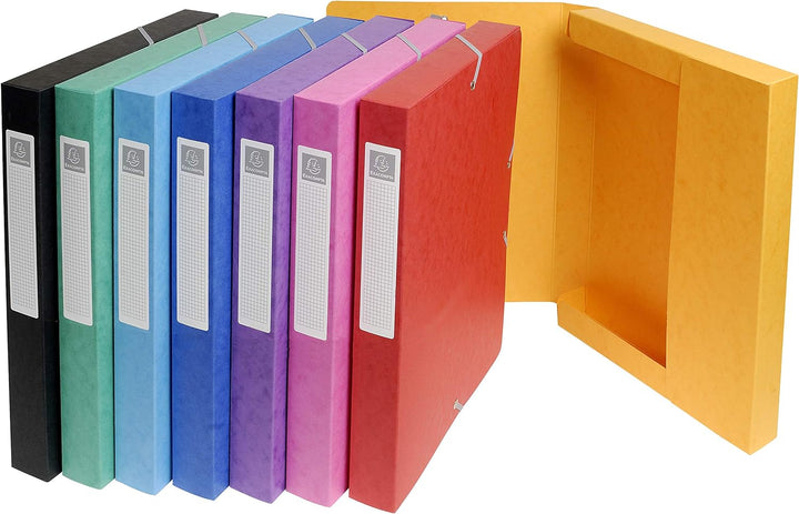 Exacompta 50300E 8er Pack Premium Sammelboxen aufgebaut mit Gummizug 25 mm breit aus extra starkem C