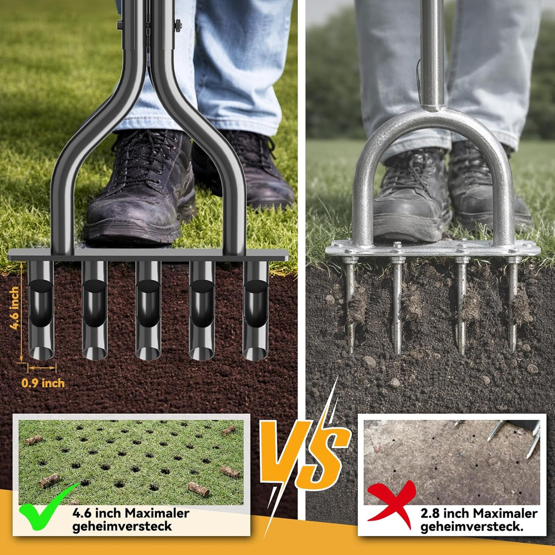 Rasenlüfter für Garten, Aerifizierer für Rasen mit 5 Löchern und rutschfestem Gummigriff, Manueller