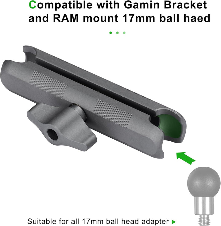 FANAUE Aluminium-Kugelkopf-Doppelbuchsenarm mit 17-mm-Kugelkopf-Adapter, kompatibel mit RAM-Halterun
