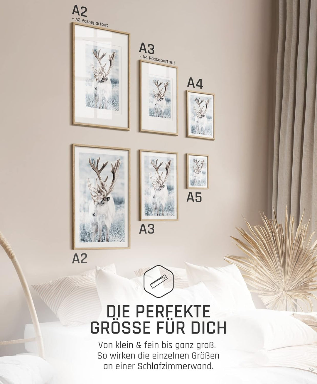 BLCKART Winter Wonderland Poster Set Beidseitig Bedruckt Winter Bilder Wohnzimmer Deko L | 4x A3 | 2