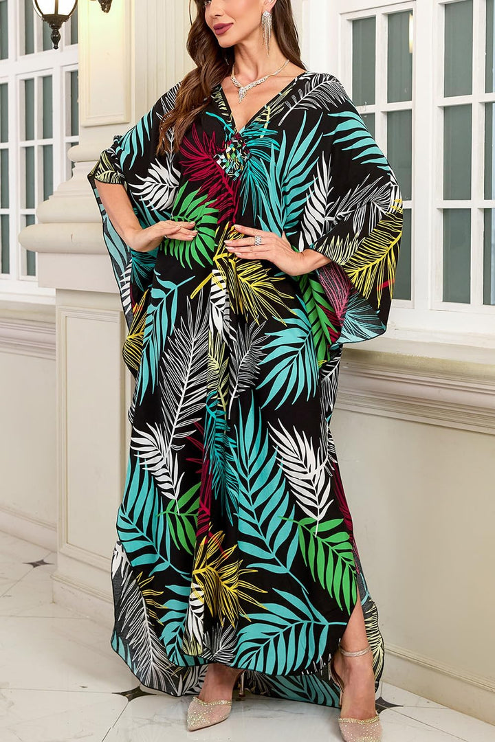 Damen Langer Kaftan Bohemian Cardigan Strand Badeanzug Cover Up Kleid Plus Size Robe Einheitsgrösse