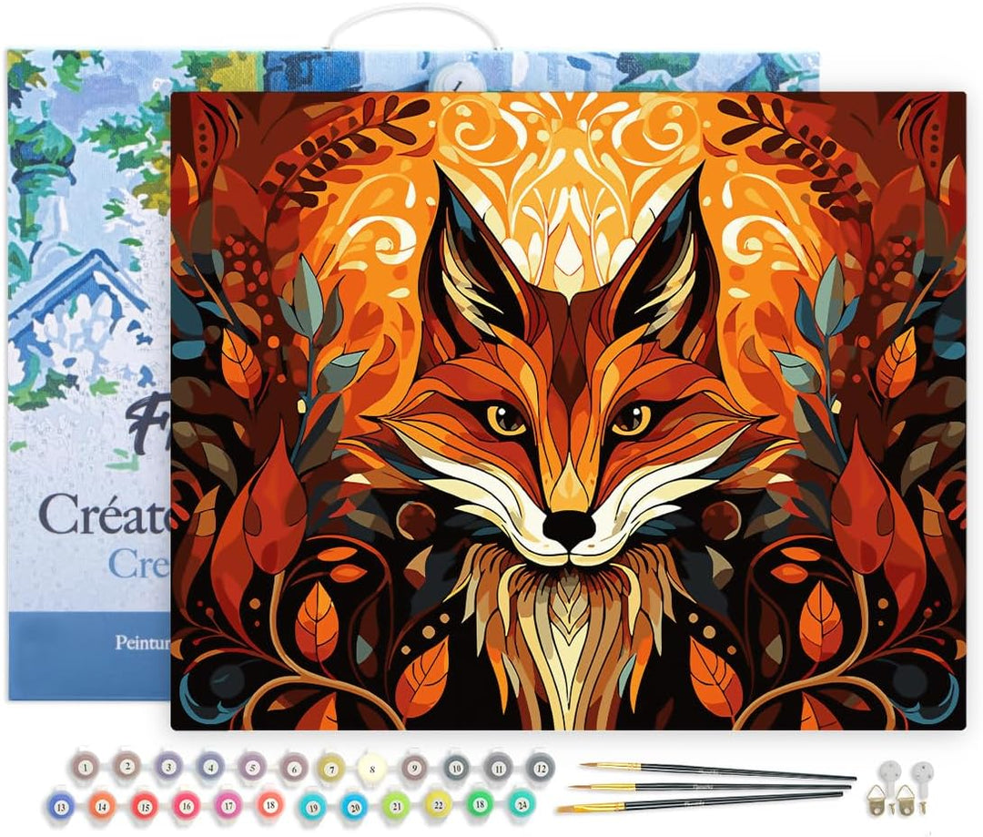 Figured'Art Malen Nach Zahlen Erwachsene Mit Rahmen Fuchs Art Deco - Paint by Numbers Basteln DIY Ba