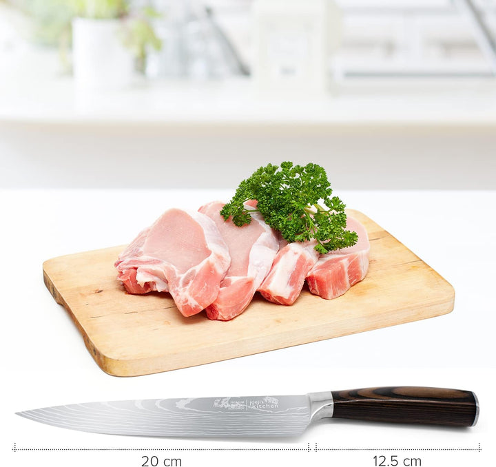 Joeji's Kitchen Kochmesser Profi Messer scharf aus rostfreiem Edelstahl mit ergonomischem Pakkaholzg