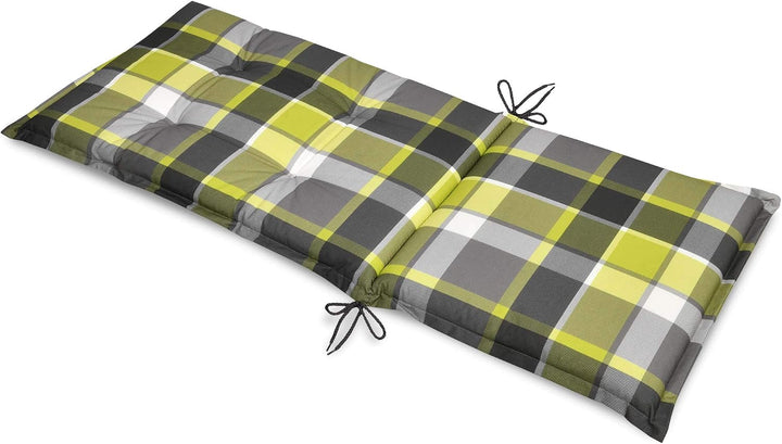 Beautissu 2er Set Hochlehner Auflagen für Gartenstühle Polster kariert | 120x50cm Grün 6cm dicke Pol