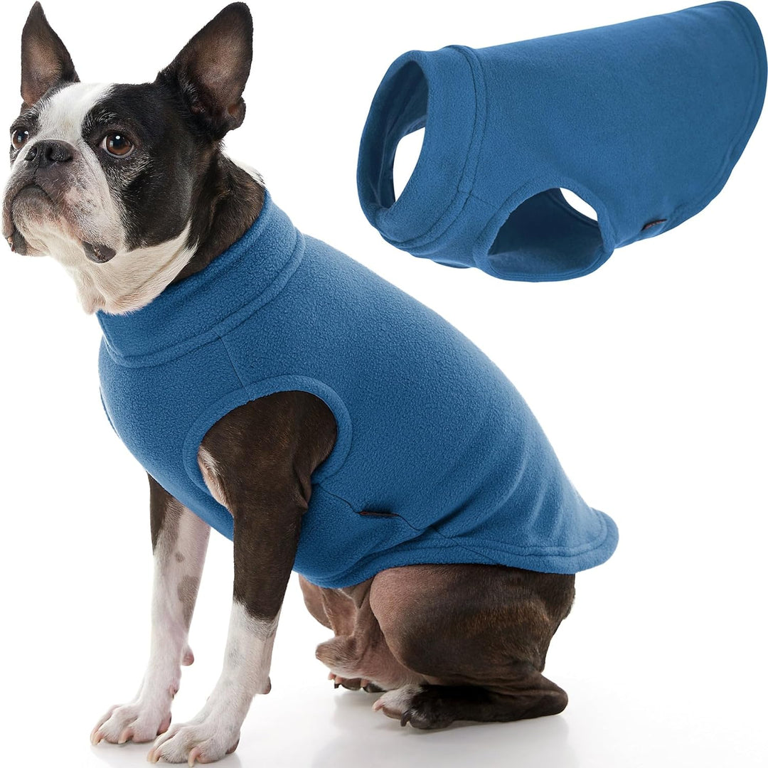 Gooby - Stretch Fleece Weste Pullover Fleece Weste Jacke Sweater für Hunde, Stahlblau, Grösse L stah