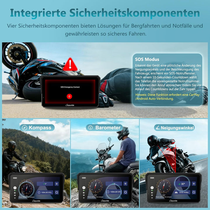 Carpuride W602S Pro Motorrad CarPlay Bildschirm mit BM05 für Plug-and-Play, Kabelloses CarPlay & And