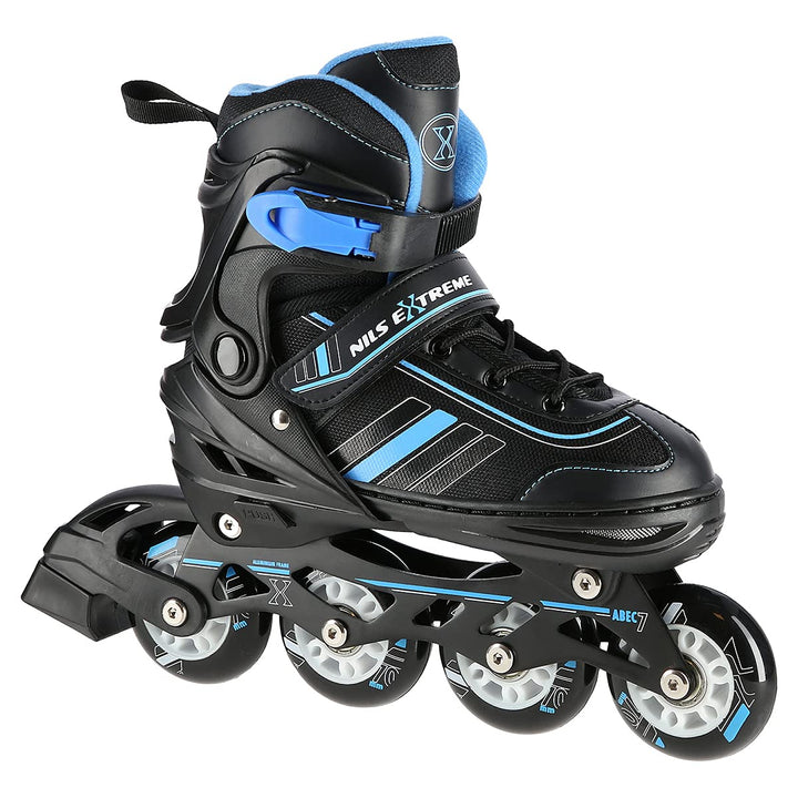 Nils Extreme NH18191 2-in-1 Inline-Skates und Schlittschuhe, Schwarz/Blau, Verstellbare Grösse