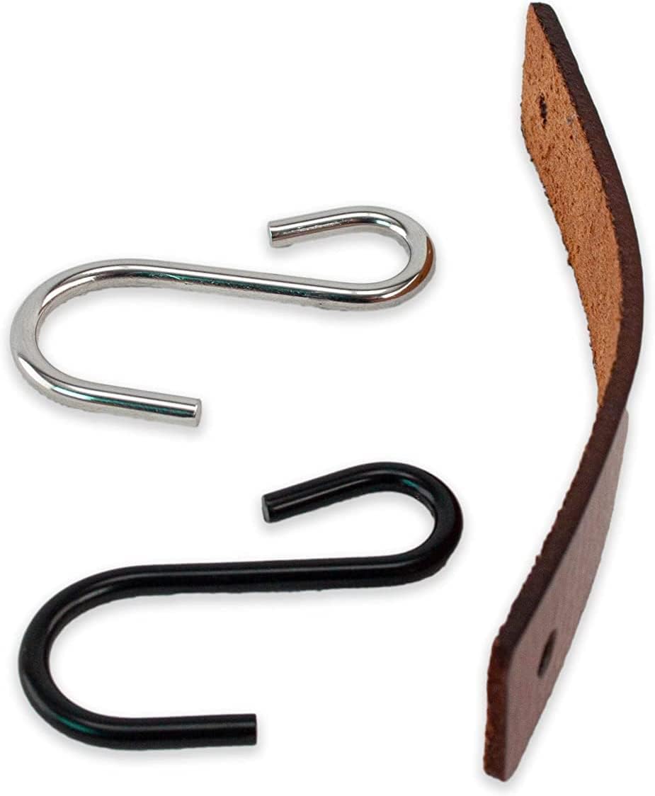 Brute Strength - S Haken Mit Lederschlaufe - Cognac - 24X - 12,5 x 2,5 cm - Kleiderhaken Garderobenh