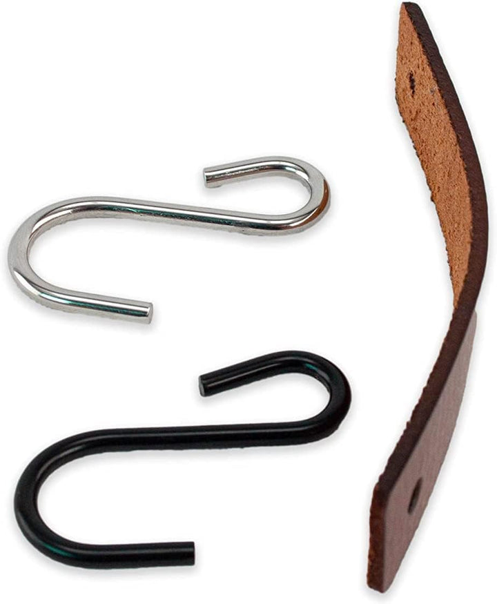 Brute Strength - S Haken Mit Lederschlaufe - Cognac - 24X - 12,5 x 2,5 cm - Kleiderhaken Garderobenh