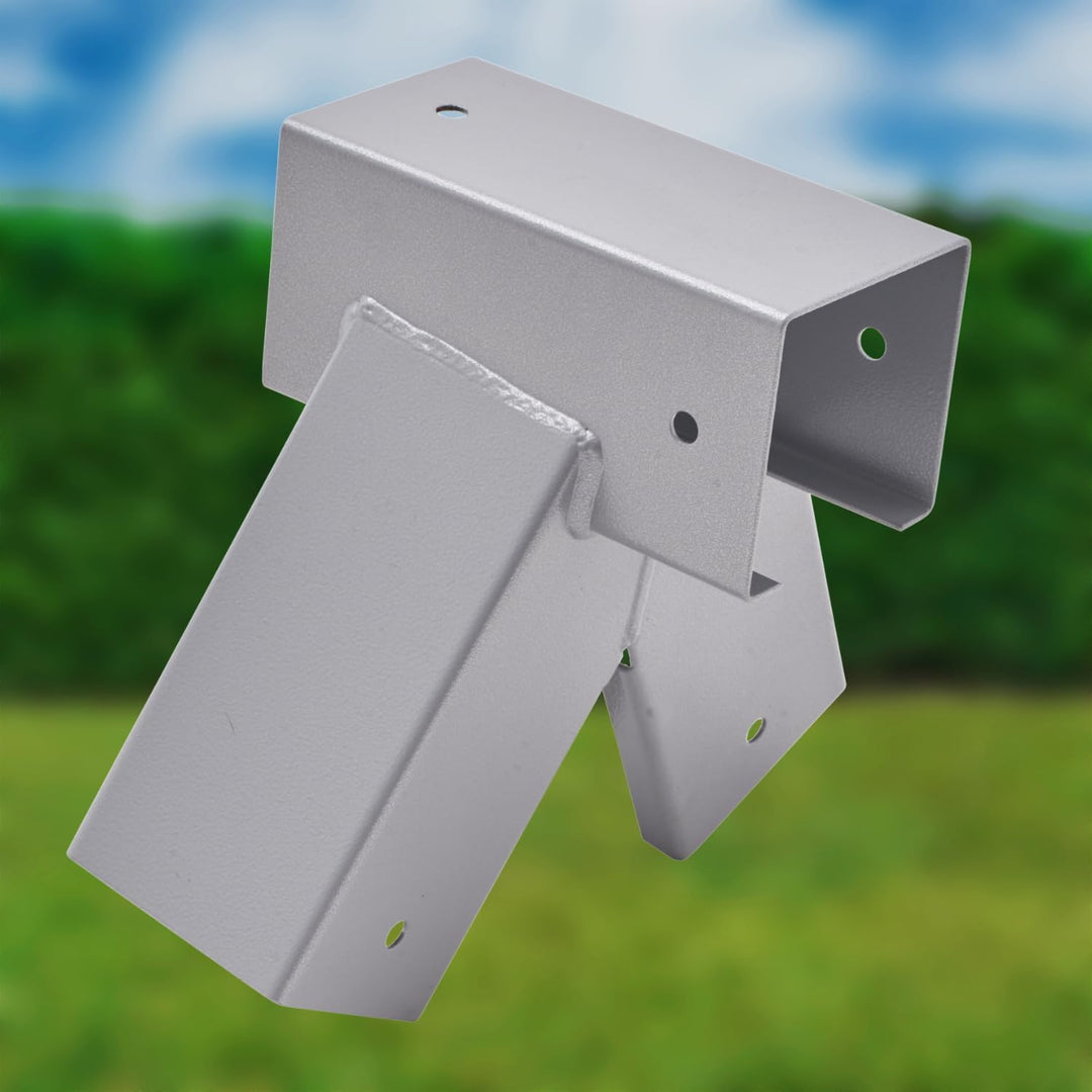 TRIBECCO® Vierkant Schaukelverbinder 90/90mm (100°, Grau) aus pulverbeschichtetem Stahlblech für Gar