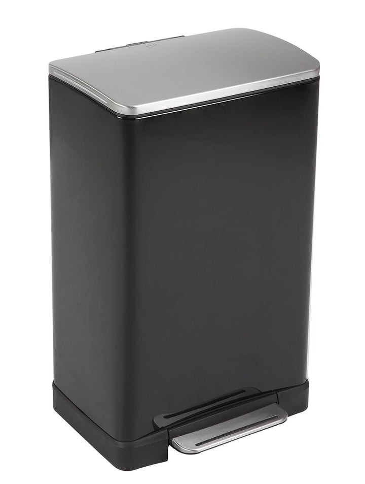 EKO E-Cube Tretmülleimer 40L Metall (34.5 x 40.3 x 65 cm, Dämpfer-System, Fingerabdruck frei, Stay-O