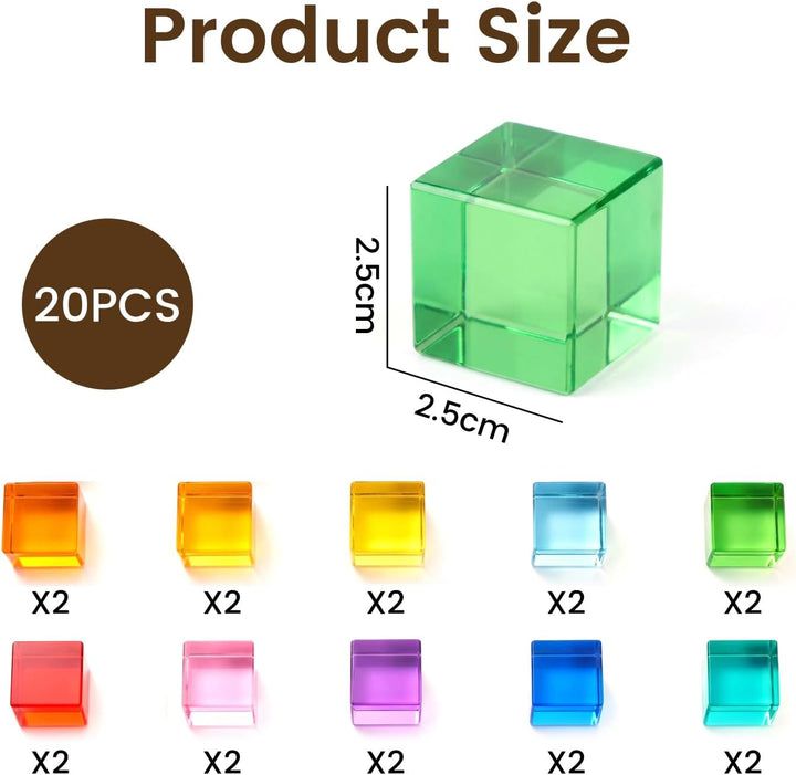 Acryl Bausteine Kinder, 20 Stück lichtbausteine, Regenbogen Building Blocks, Regenbogen Jelly Blocks