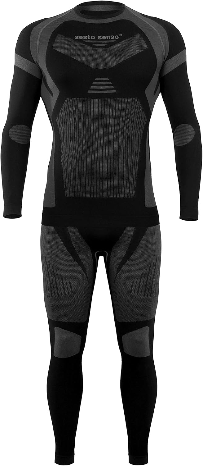 sesto senso Herren Funktionsunterwäsche Set Langarmhemd Leggings Schnelltrocknend Skiunterwäsche XXL