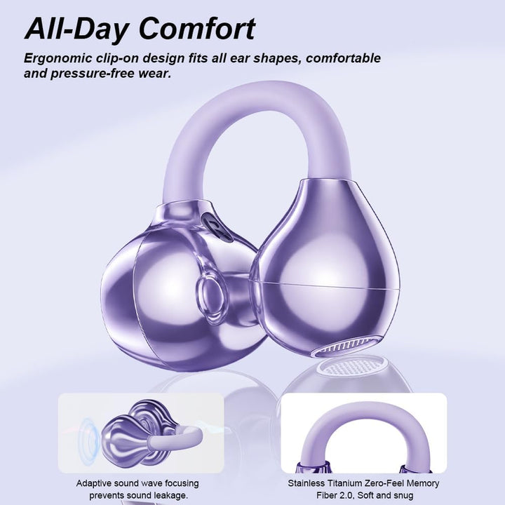 Clip-on Open-Ear Bluetooth-Kopfhörer Wireless,Bluetooth 6.0,60 Stunden Ultra-Lange Akkulaufzeit,Komf
