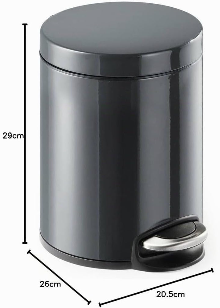 Durable Treteimer Metall rund 5, mit Absenkautomatik und herausnehmbaren Inneneimer 5 L, 1 Stück, 34
