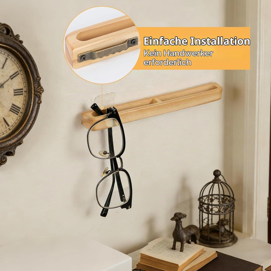 Holz Brillenhalter Wand,4PCS Sonnenbrillenaufbewahrung, Wand Brillenständer Brillenregal zum Aufhäng