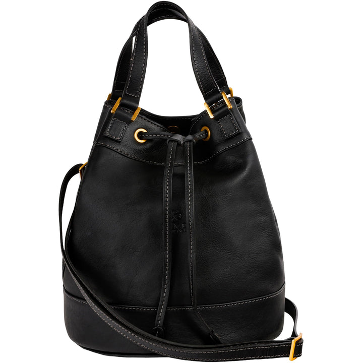 Time Resistance Handtasche aus Leder - Umhängetasche Damen - Beuteltasche aus Leder - Made in Italy