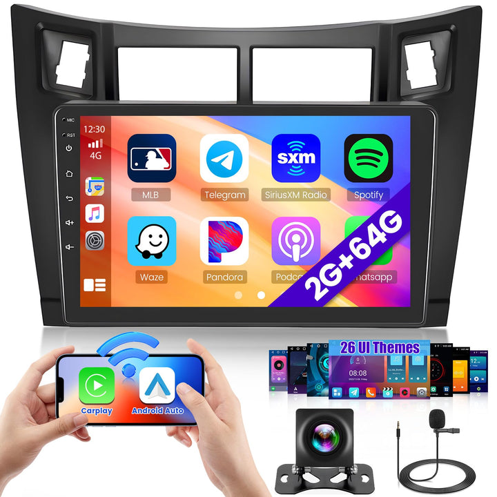 Hikity 2G 64G Android 15 Autoradio Navi Für Toyota Yaris 2005-2011 mit Wireless Carplay Android Auto