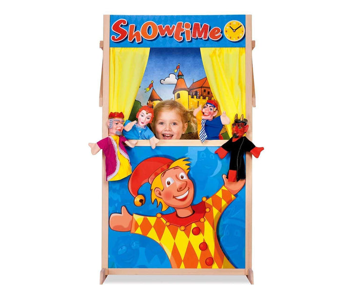 Eichhorn 100002586 - Stand-Kasperltheater 27,5x64x110cm, Zwei tauschbare Hintergründe, teilmontiert,