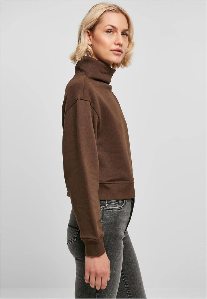 Urban Classics Damen Ladies Organic Short High Neck Crew XXL Brown, XXL Brown