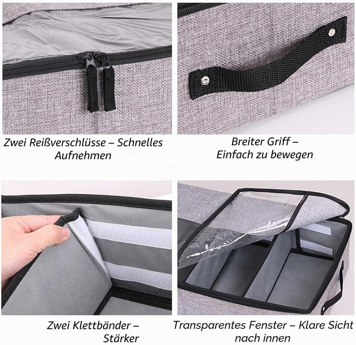 AARAINBOW Stoff Schuhe Unterbettkommode, Faltbare Unterbett Schuhe Kleidung Aufbewahrungsbox mit Ver