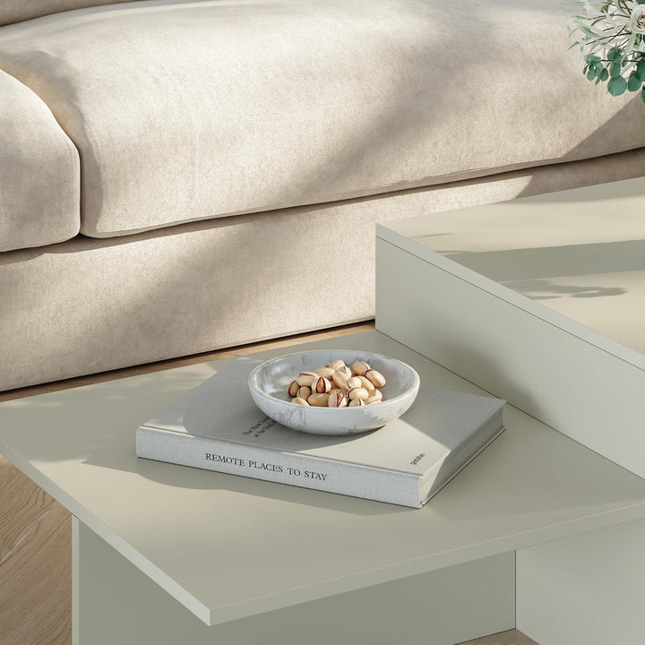 [en.casa] Couchtisch Taniena Wohnzimmertisch mit doppelter Tischplatte eckig Beistelltisch 100 x 55