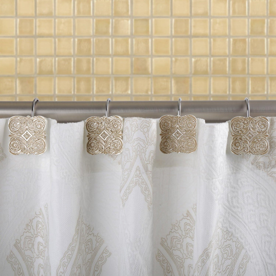 Creative Scents Victoria Dekorative Duschhaken, Set mit 12 Stück beige, Duschvorhanghaken