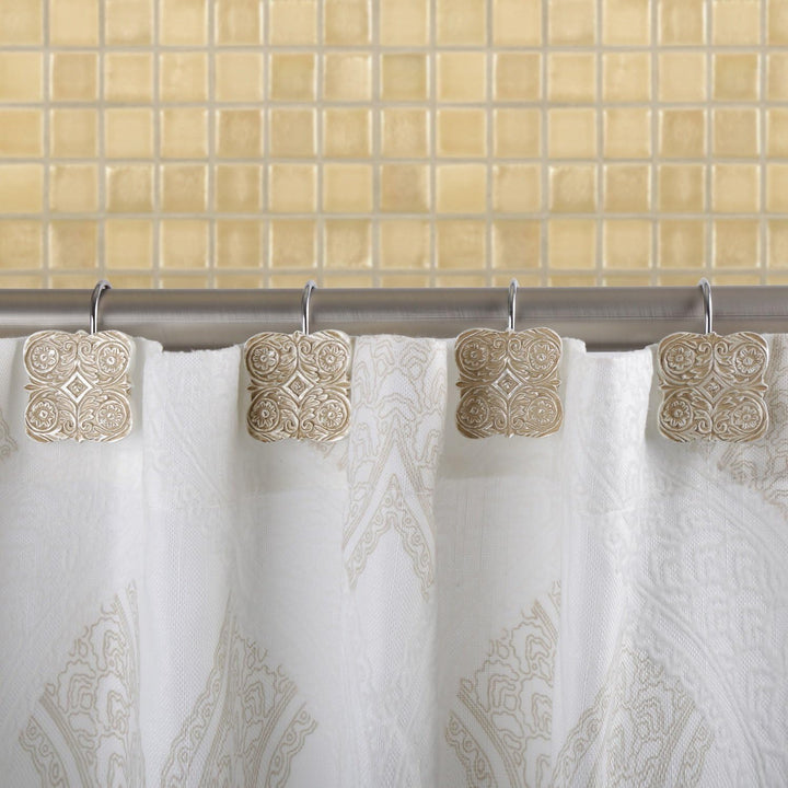 Creative Scents Victoria Dekorative Duschhaken, Set mit 12 Stück beige, Duschvorhanghaken