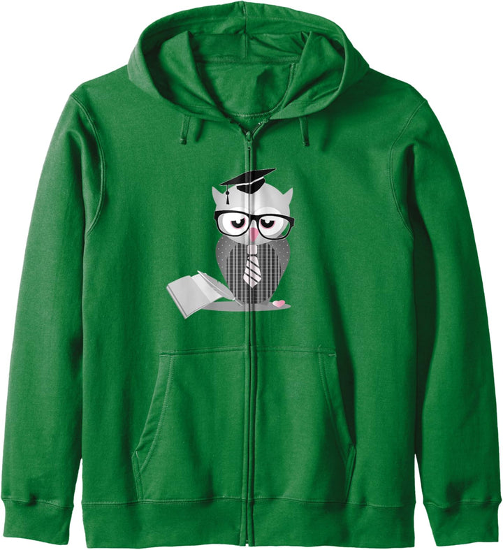 studierende Eule mit Doktorhut,Brille und Krawatte Kapuzenjacke