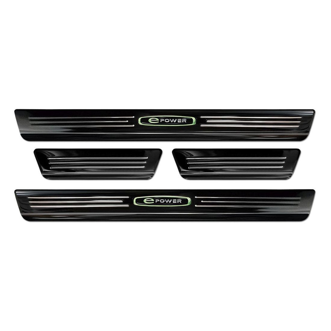 Black Inox door sill protectors compatible with Volkswagen ID.3 2020- 'E-Power' - 4-pieces
