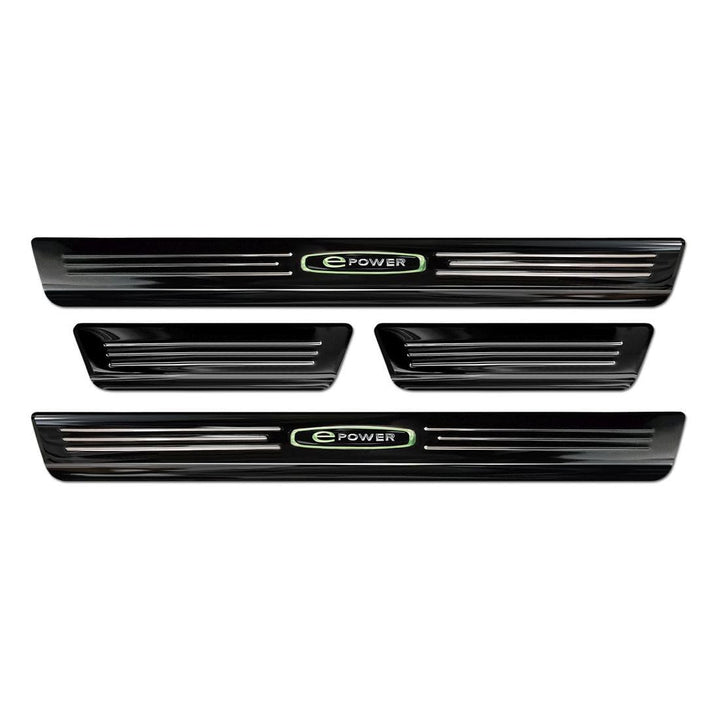 Black Inox door sill protectors compatible with Volkswagen ID.3 2020- 'E-Power' - 4-pieces