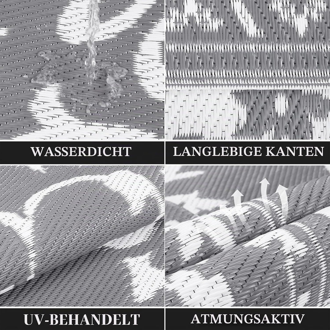 Enyhom Strapazierfähiger RV Camping Aussenteppich (OH-Grau, 240 x 300 cm), Grau