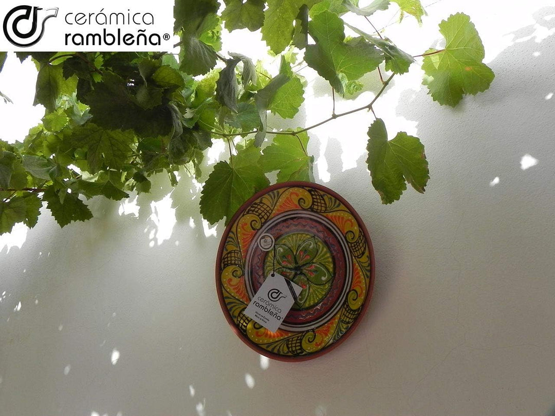 CERÁMICA RAMBLEÑA | Dekorativer Teller zum Aufhängen | Keramikteller | Mediterraner Dekorationstelle