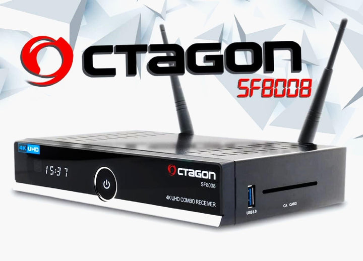 Octagon SF8008 UHD 4K Combo Receiver, Sat- Kabel- & DVB-T2 Receiver, E2 Linux & Define OS, DVB-S2X &