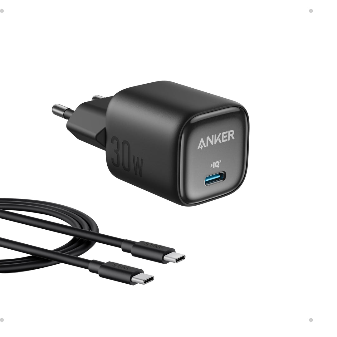 Anker 30W USB C Ladegerät, kompaktes GaN Schnellladegerät, 3X schnelleres Aufladen USB C Netzteil, K