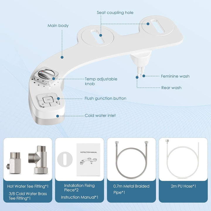Bidet Aufsatz für Toilette, Nicht Elektrisch Bidet Toilettenaufsatz Bidet Mit Einziehbare Selbstrein