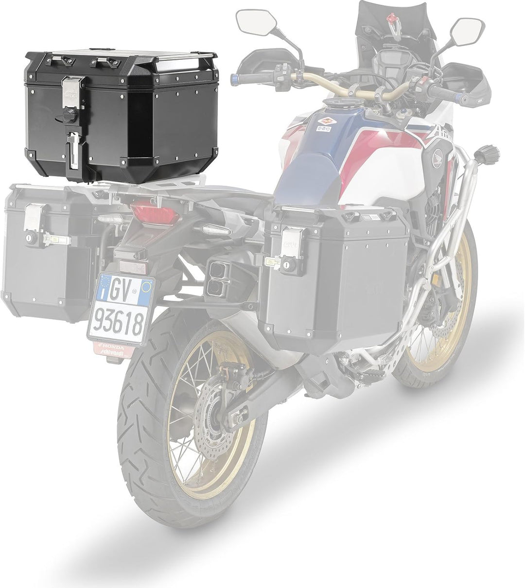 Alu Topcase schwarz Trekker Outback Monokey Schwarz/Silber, Schwarz/Silber