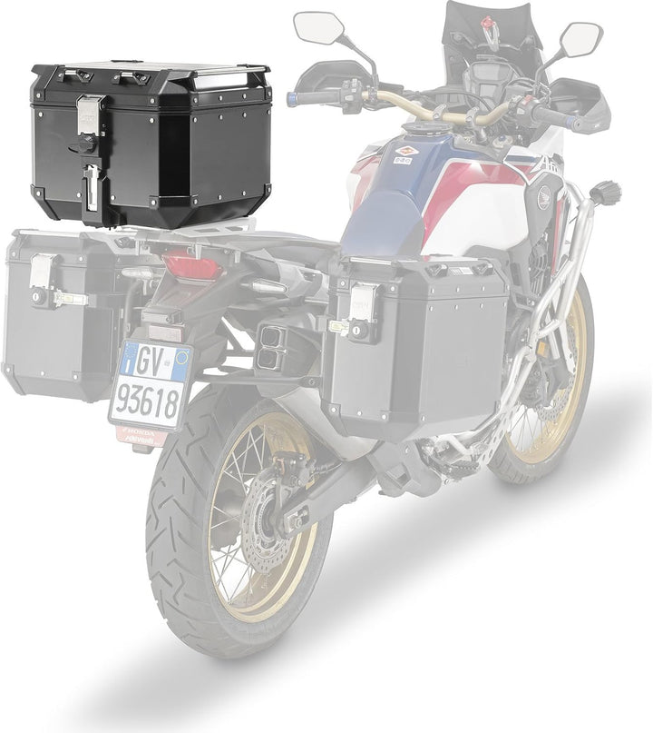 Alu Topcase schwarz Trekker Outback Monokey Schwarz/Silber, Schwarz/Silber