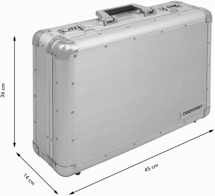 anndora Aktenkoffer Aluminium Attaché Koffer Silber - Zahlenschloss abschliessbar Silber Aluminium,