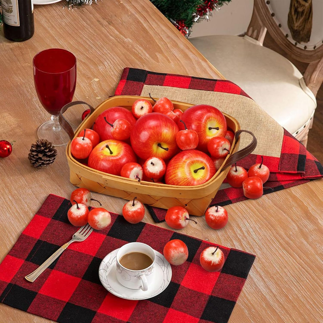 Lorigun 30 Pcs künstliche rote Äpfel, gefälschte Früchte Äpfel Dekorationen Weihnachten, Party, Haus