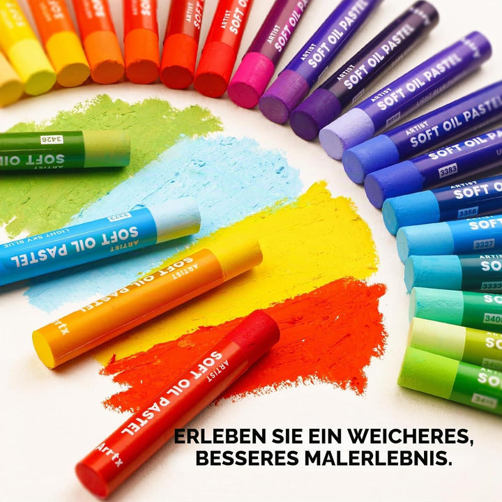 Arrtx Ölpastellkreiden,48 Farben Set,Ungiftige weiche Ölpastellkreiden für Malerei, Zeichnen, Mische