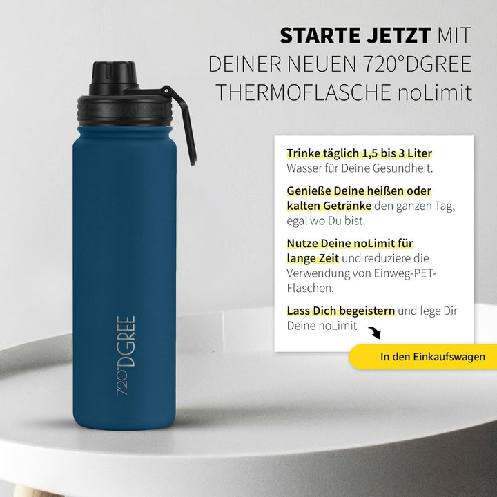 720°DGREE Edelstahl Thermo Trinkflasche 710ml “noLimit” +Früchtebehälter - Auslaufsicher, Kohlensäur