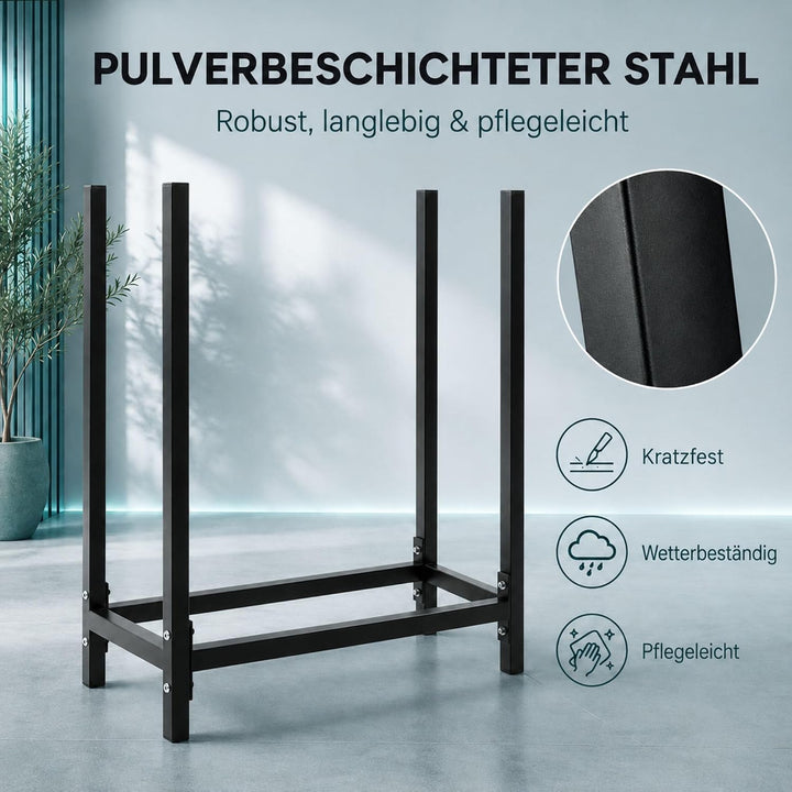 SCHMIDT security tools Kaminholzregal 60x25x61cm Stahl Schwarz Brennholzregal Holzstapelhilfe Holzun