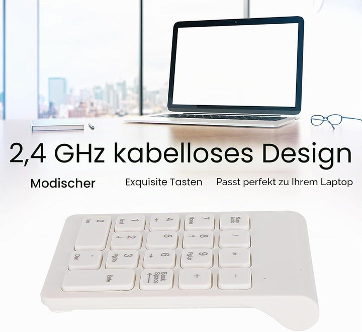 Drahtlose Nummernblöcke, Ergonomischer Nummernblock Numpad 18 Tasten Tragbare 2,4-GHz-USB-Finanzbuch