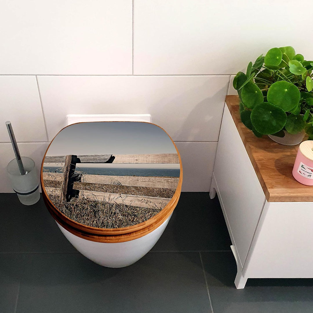 banjado Design WC Sitz Bambus Absenkautomatik 45,8x37,5cm - Toilettendeckel mit Absenkautomatik Holz