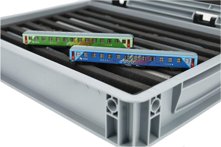 Feldherr Eurobox 40x30 Set für Modelleisenbahn - Spur N - 8 Fächer - Schaumstoffeinlage für stehende