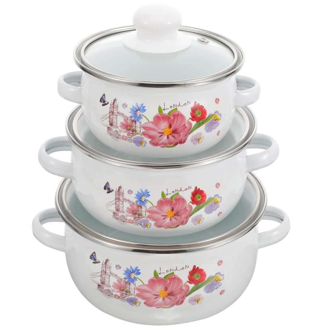 Happyyami Emaille Suppentopf Mit Doppelgriff Und Deckel Mini Kochtopf Für Schonendes Kochen Von Supp