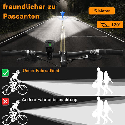 Gindoly LED Fahrradlicht Set, 100 LUX Fahrradlicht,2000mAH USB Aufladbar Fahrrad Licht, IPX4 Wasserd