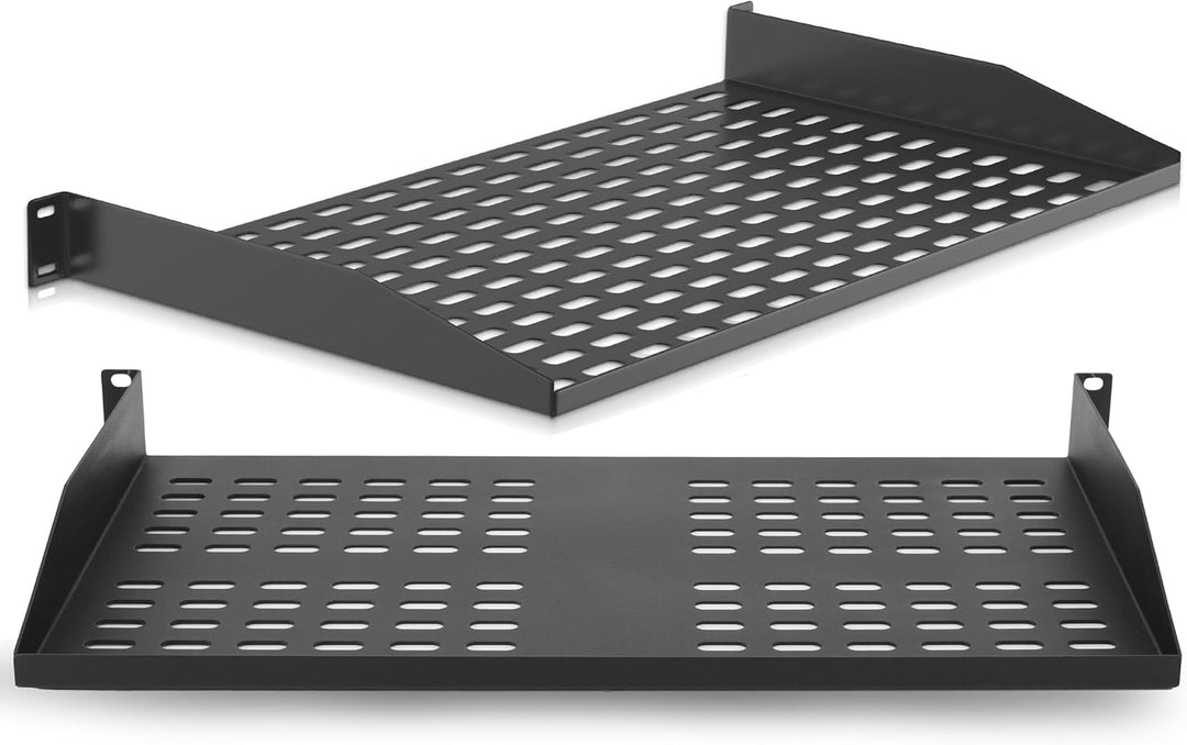 Pyle 2-Pc 1U Server Rack Shelf, Vented Shelves for Good Air Circulation, Cantilever Mount, Wall Moun