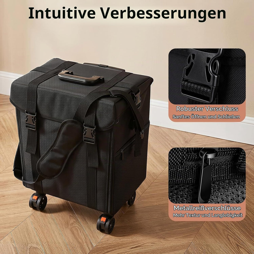 2 In 1 Kosmetik Trolley Multi-Function Friseurkoffer Professionelle Schwarz Kosmetikkoffer Beauty To